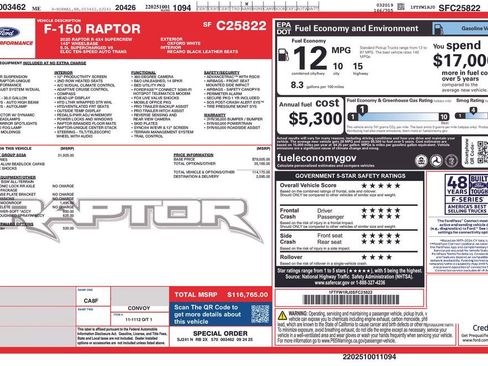 Used 2025 Ford F150 Raptor w/ Equipment Group 803A Raptor R image 3