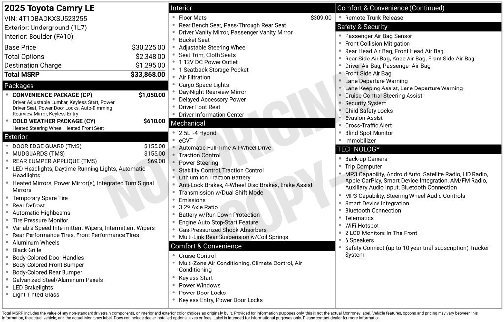 Certified 2025 Toyota Camry LE w/ Convenience Package AWD/4WD image 25