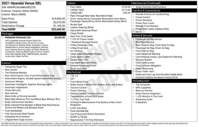 Used 2021 Hyundai Venue SEL w/ Premium Package FWD image 33