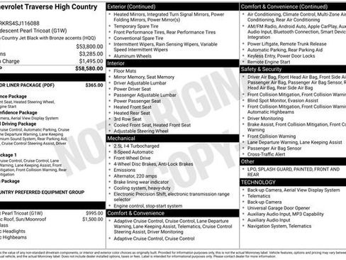 Certified 2025 Chevrolet Traverse High Country w/ LPO, Floor Liner Package FWD image 5