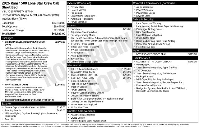 Used 2026 RAM 1500 Lone Star AWD/4WD image 42