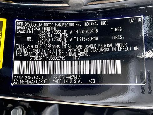 Certified 2018 Toyota Highlander Plus w/ Carpet Mat Package (TMS) AWD/4WD image 37