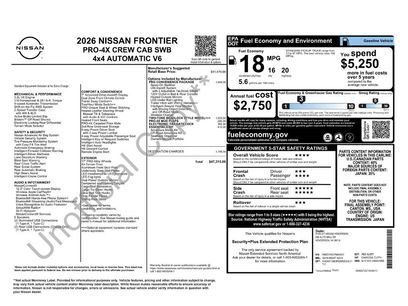 New 2026 Nissan Frontier PRO-4X w/ Pro-4x Convenience Package