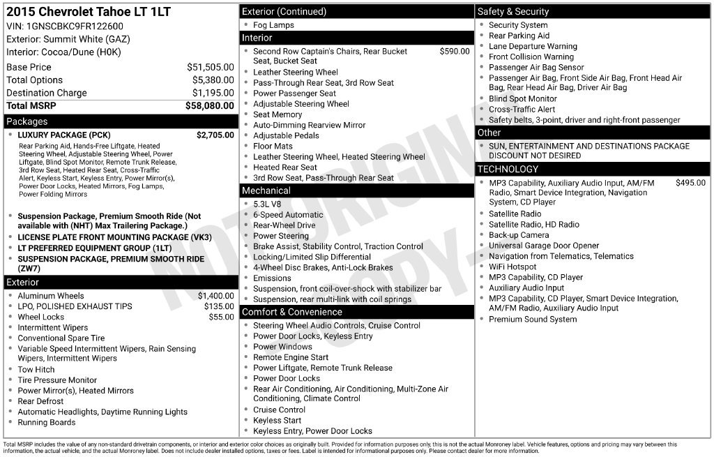 Used 2015 Chevrolet Tahoe LT w/ Luxury Package RWD image 42