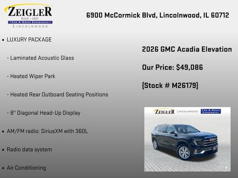 New 2026 GMC Acadia Elevation w/ Elevation Premium Package AWD/4WD image 12