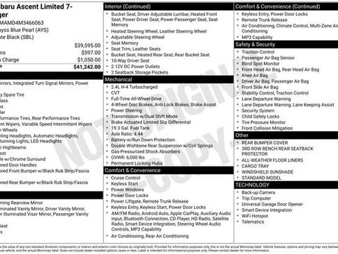 Used 2021 Subaru Ascent Limited image 31