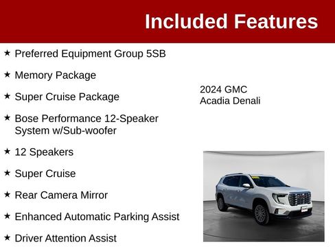 Used 2024 GMC Acadia Denali w/ Super Cruise Package AWD/4WD image 3