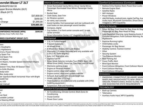 Certified 2023 Chevrolet Blazer LT w/ Driver Confidence Package image 34