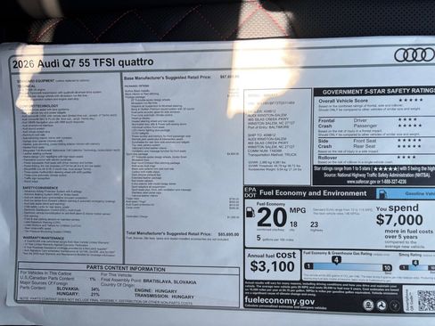 New 2026 Audi Q7 3.0T Prestige AWD/4WD image 33