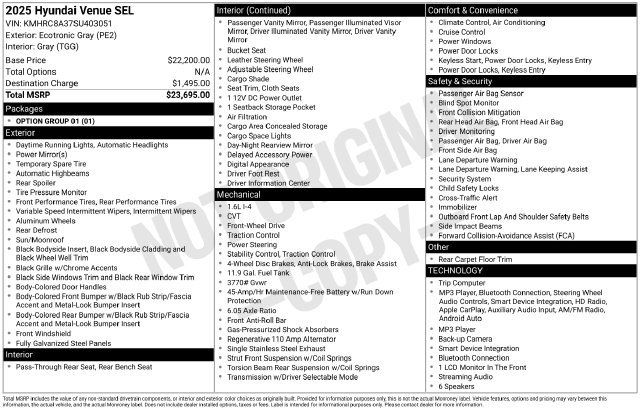 Used 2025 Hyundai Venue SEL FWD image 9