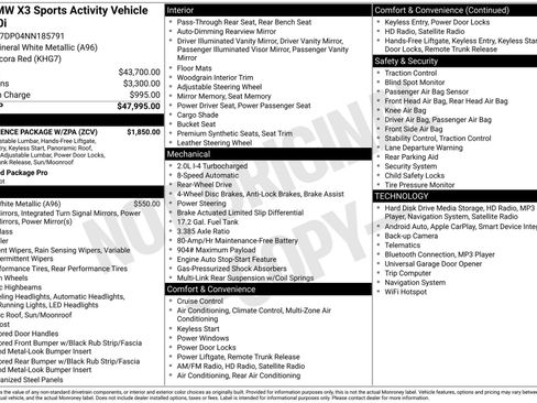 Used 2022 BMW X3 sDrive30i w/ Convenience Package w/ZPA image 44