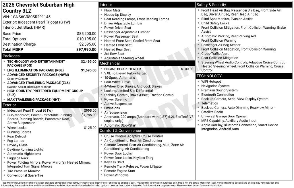 Used 2025 Chevrolet Suburban High Country AWD/4WD image 41