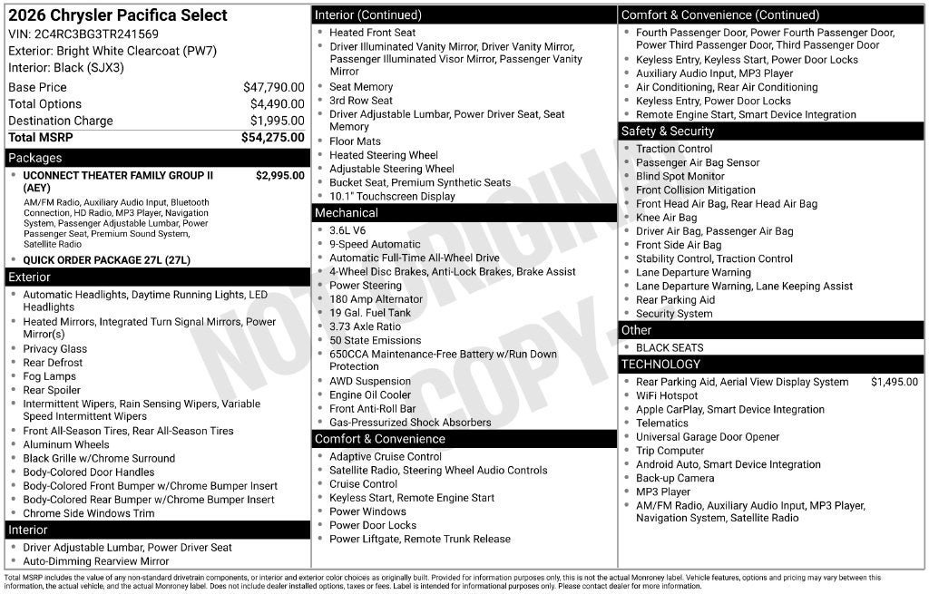 New 2026 Chrysler Pacifica Select AWD/4WD image 29