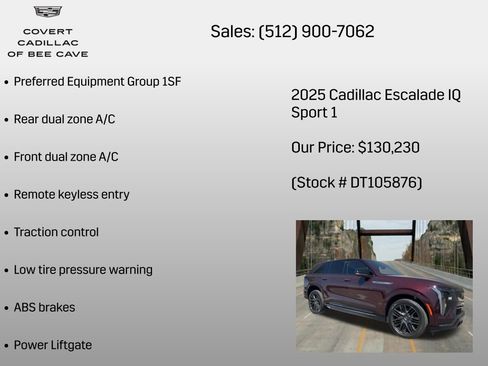 New 2025 Cadillac Escalade IQ Sport 1 w/ LPO, ONYX Package AWD/4WD image 6