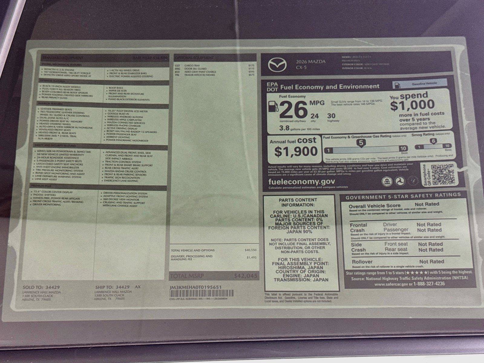 New 2026 MAZDA CX-5 2.5 S w/ Premium Plus Package AWD/4WD image 20