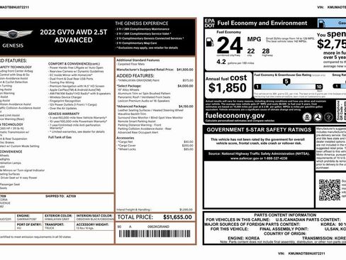 Used 2022 Genesis GV70 2.5T w/ Advanced Package image 4