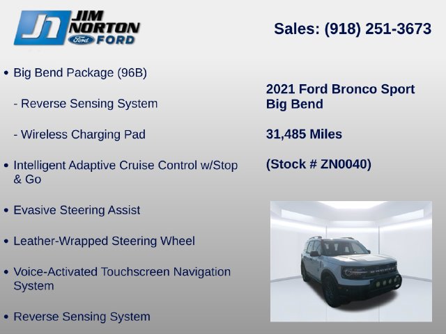 Used 2021 Ford Bronco Sport Big Bend w/ Big Bend Package (96B) AWD/4WD image 14