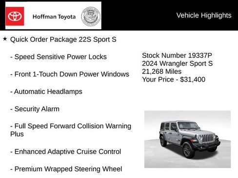 Used 2024 Jeep Wrangler Unlimited Sport AWD/4WD image 10