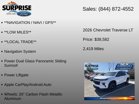 Used 2026 Chevrolet Traverse LT w/ Sun and Wheel Package FWD image 12