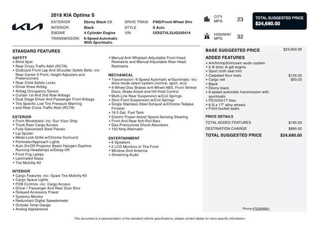 Used 2018 Kia Optima S FWD image 4