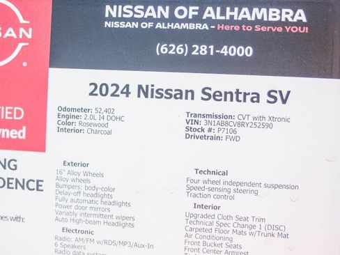 Certified 2024 Nissan Sentra SV image 29
