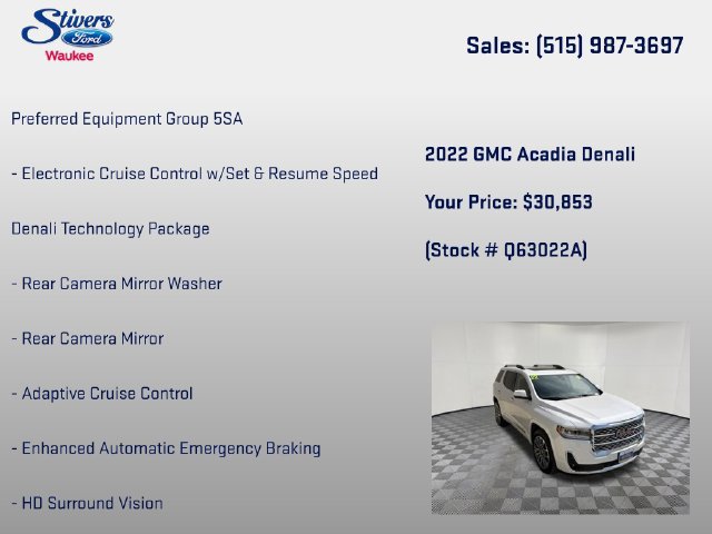 Used 2022 GMC Acadia Denali w/ Denali Technology Package AWD/4WD image 8