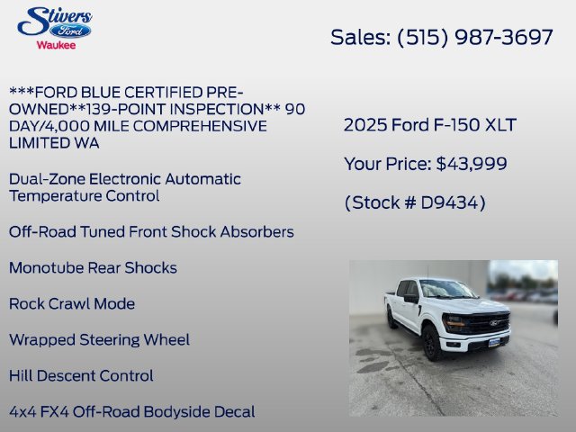 Certified 2025 Ford F150 XLT w/ Equipment Group 301A Standard AWD/4WD image 22