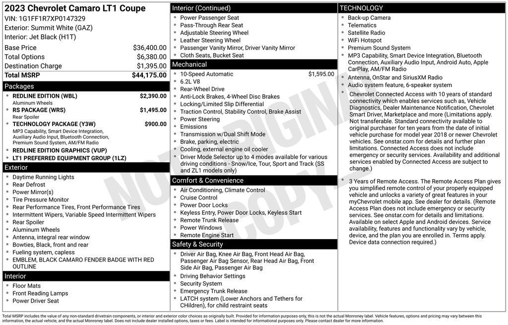 Used 2023 Chevrolet Camaro LT w/ Redline Edition RWD image 5