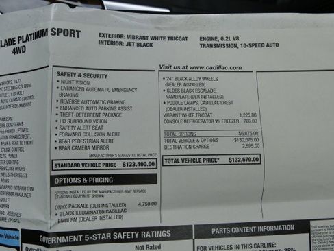 Used 2026 Cadillac Escalade Platinum Sport w/ LPO, ONYX Package AWD/4WD image 71