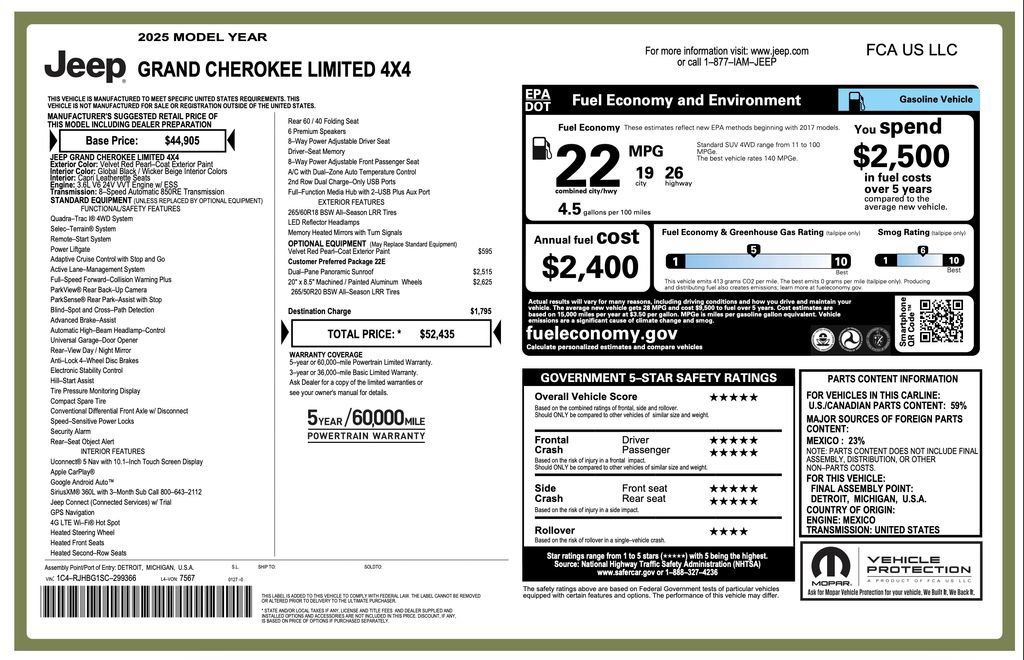Certified 2025 Jeep Grand Cherokee Limited AWD/4WD image 7