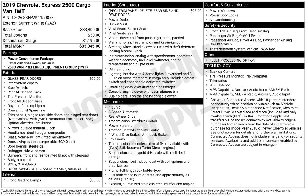 Used 2019 Chevrolet Express 2500 Extended RWD image 18