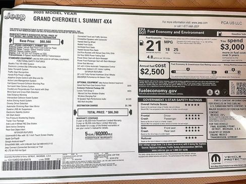 New 2025 Jeep Grand Cherokee L Summit w/ Luxury Tech Group V image 16