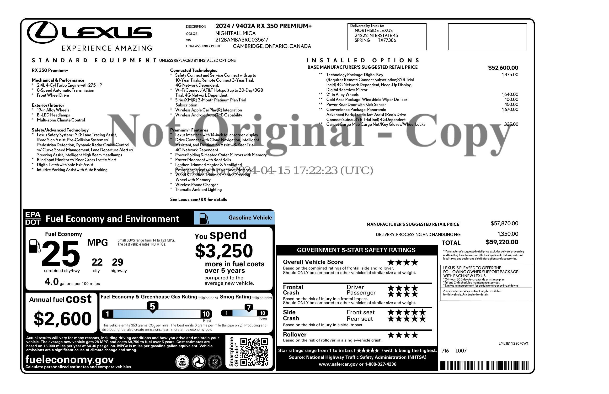 Used 2024 Lexus RX 350 Premium Plus w/ Convenience Package FWD image 3