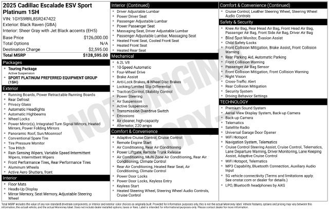 Certified 2025 Cadillac Escalade ESV Sport Platinum AWD/4WD image 34