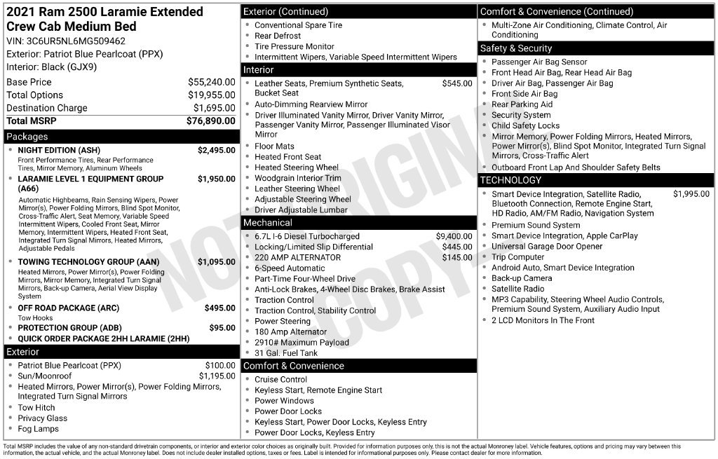 Used 2021 RAM 2500 Laramie w/ Night Edition AWD/4WD image 9