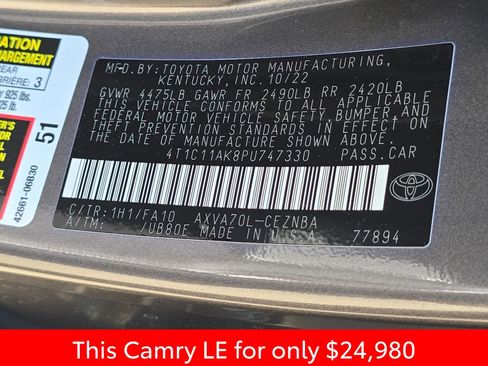Used 2023 Toyota Camry LE FWD image 41