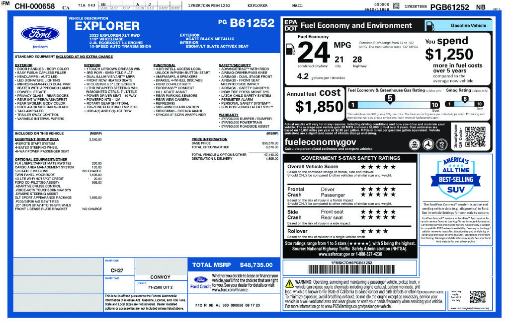 Used 2023 Ford Explorer XLT w/ Equipment Group 202A RWD image 3