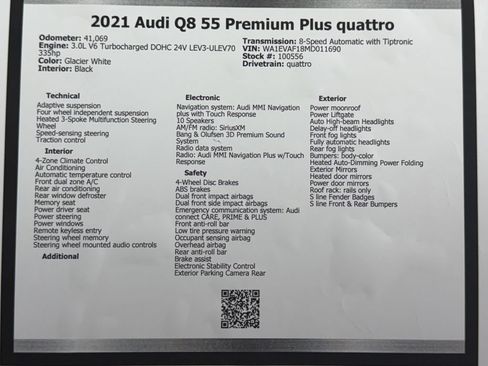 Used 2021 Audi Q8 Premium Plus w/ Premium Plus Package AWD/4WD image 49