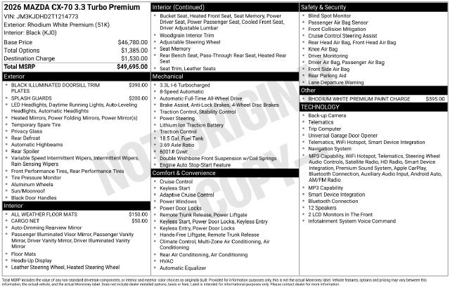New 2026 MAZDA CX-70 3.3 Turbo w/ Premium Package AWD/4WD image 4