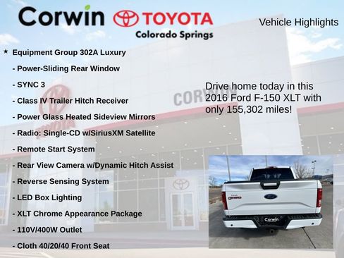 Used 2016 Ford F150 XLT w/ Equipment Group 302A Luxury image 7