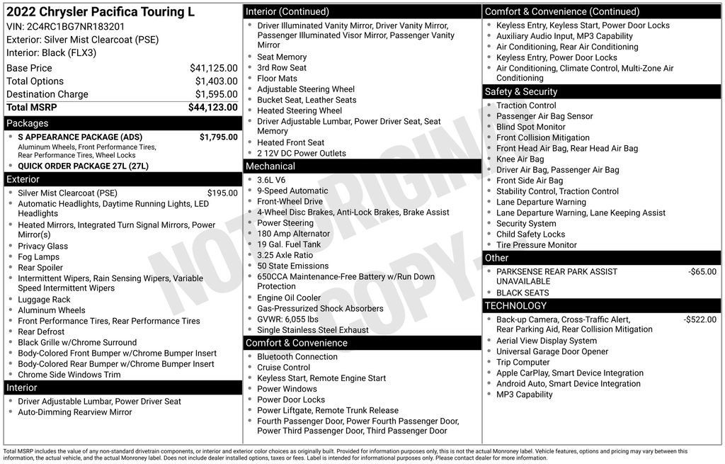 Used 2022 Chrysler Pacifica Touring-L w/ S Appearance Package FWD image 32