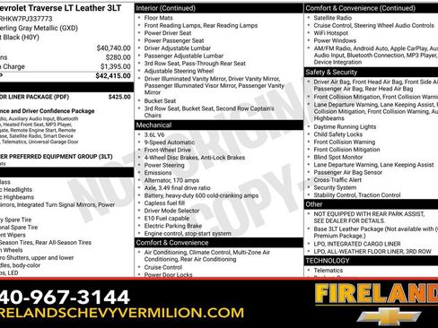 Certified 2023 Chevrolet Traverse LT w/ LPO, Floor Liner Package image 2