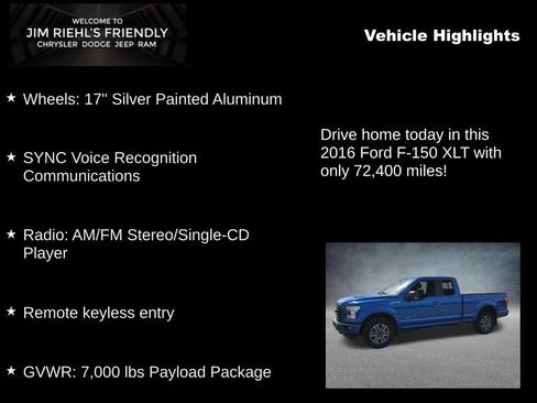 Used 2016 Ford F150 XLT w/ Equipment Group 302A Luxury image 5