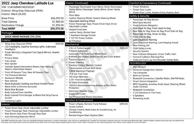 Used 2022 Jeep Cherokee Latitude Lux AWD/4WD image 29
