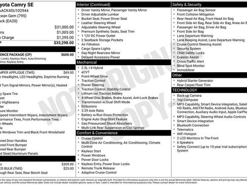 Used 2025 Toyota Camry SE w/ Convenience Package FWD image 3
