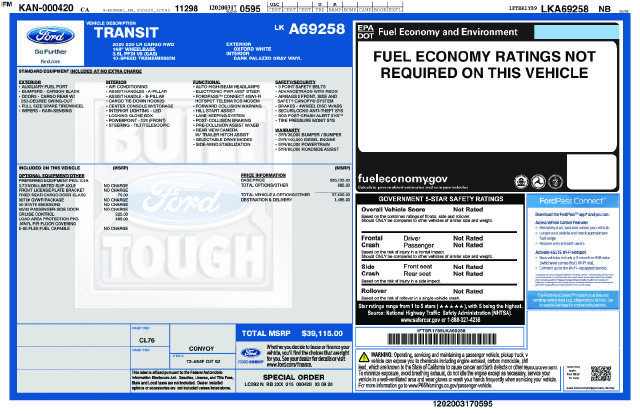 Used 2020 Ford Transit 250 Low Roof w/ Load Area Protection Package RWD image 34