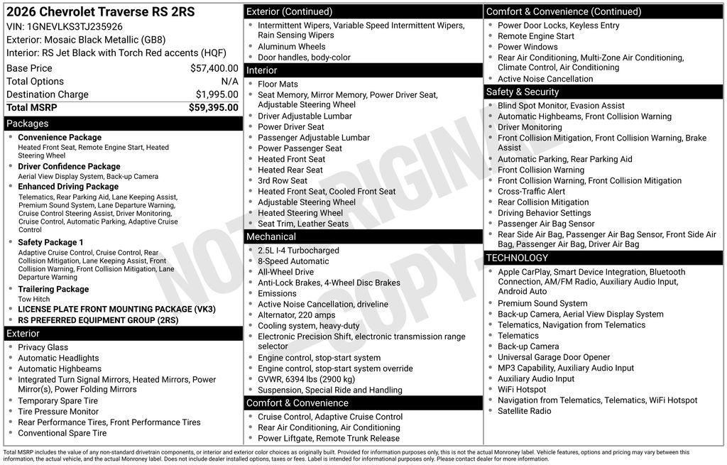 Used 2026 Chevrolet Traverse RS AWD/4WD image 12