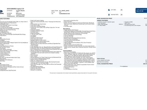 Used 2019 Subaru Legacy 2.5i w/ Alloy Wheel Package image 9