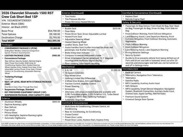 New 2026 Chevrolet Silverado 1500 RST w/ Convenience Package II AWD/4WD image 37