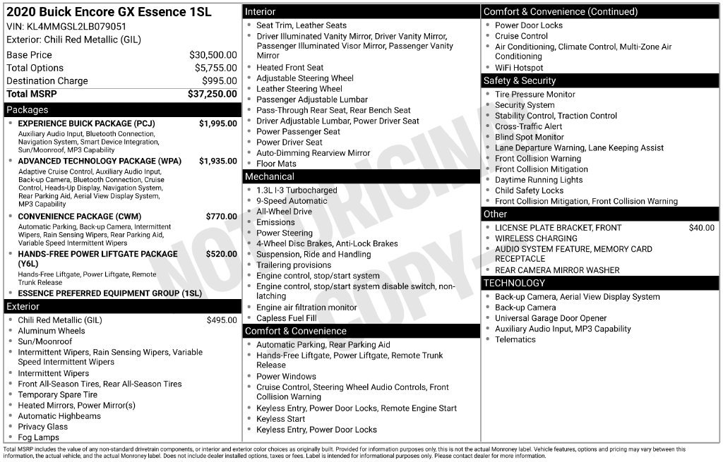 Used 2020 Buick Encore GX Essence w/ Experience Buick Package AWD/4WD image 5